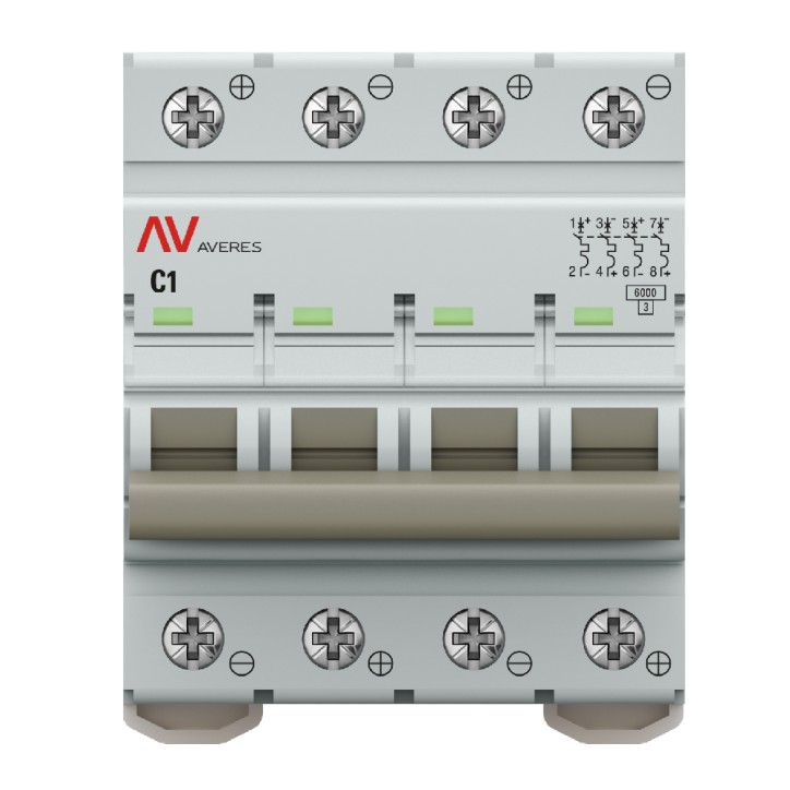 Выключатель автоматический AV-6 DC 4P 1A (C) 6kA EKF AVERES