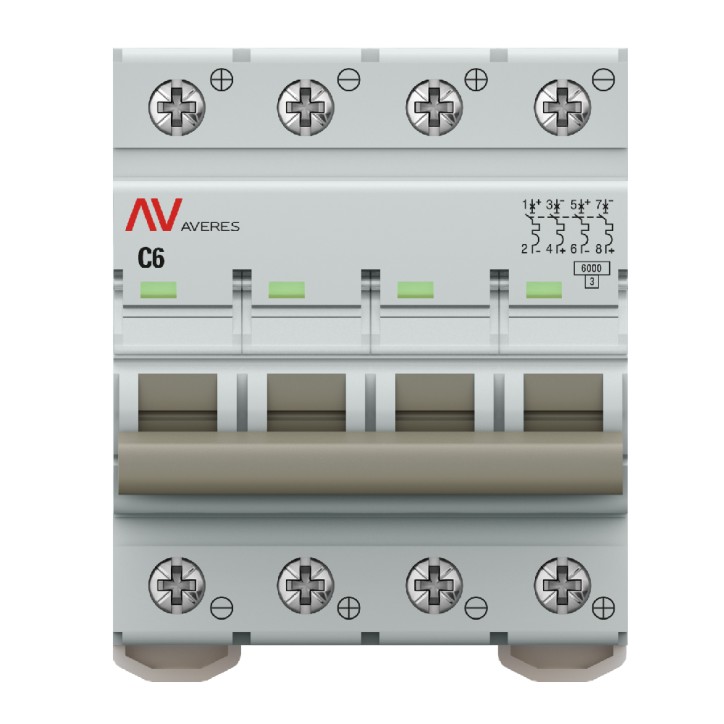 Выключатель автоматический AV-6 DC 4P 6A (C) 6kA EKF AVERES