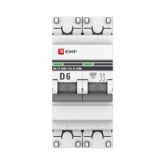 Автоматический выключатель 2P 6А (D) 6кА ВА 47-63M c одним магнитным расцепителем