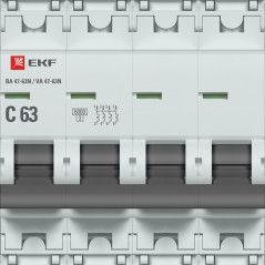 Автоматический выключатель 4P 63А (C) 6кА ВА 47-63N EKF PROxima