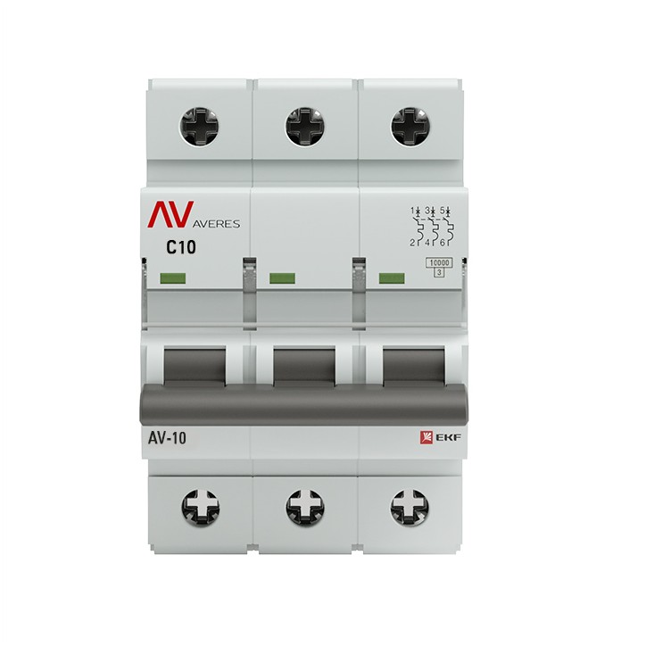 Выключатель автоматический AV-10 3P 10A (C) 10kA AVERES Выключатель автоматический AV-10 3P 10A (C) 10kA AVERES