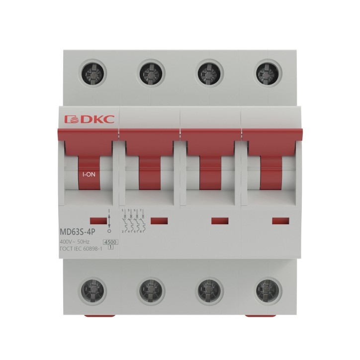 Выключатель автоматический четырёхполюсный 4А D MD63S-4PD6 4,5кА
