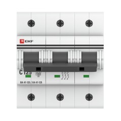 Автоматический выключатель ВА 47-125, 3P 125А (C) 15кА EKF PROxima