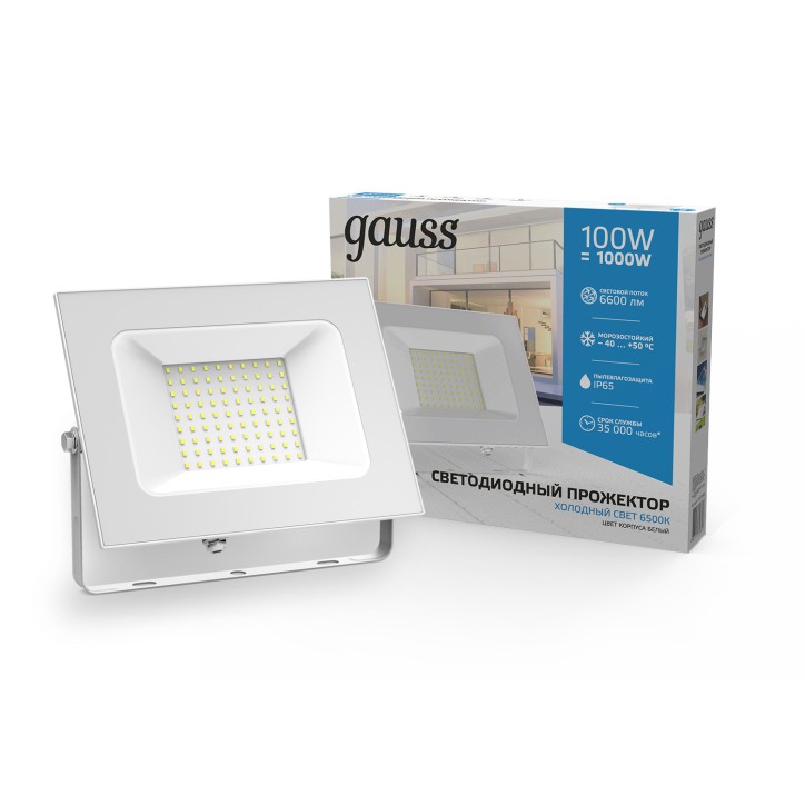 Прожектор Gauss Elementary 100W 9500lm 6500K 175-265V IP65 белый LED 1/10