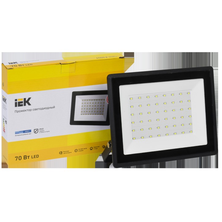 Прожектор СДО 06-70 светодиодный черный IP65 6500K IEK