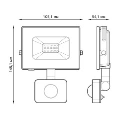 Прожектор Gauss Elementary-S 20W 1300lm 6500К 175-265V IP65 черный с датчиком движения LED 1/20