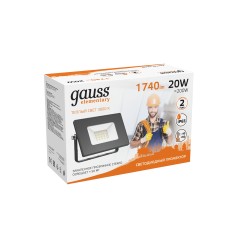 Прожектор Gauss Elementary 20W 1740lm 3000К 200-240V IP65 черный LED 1/20