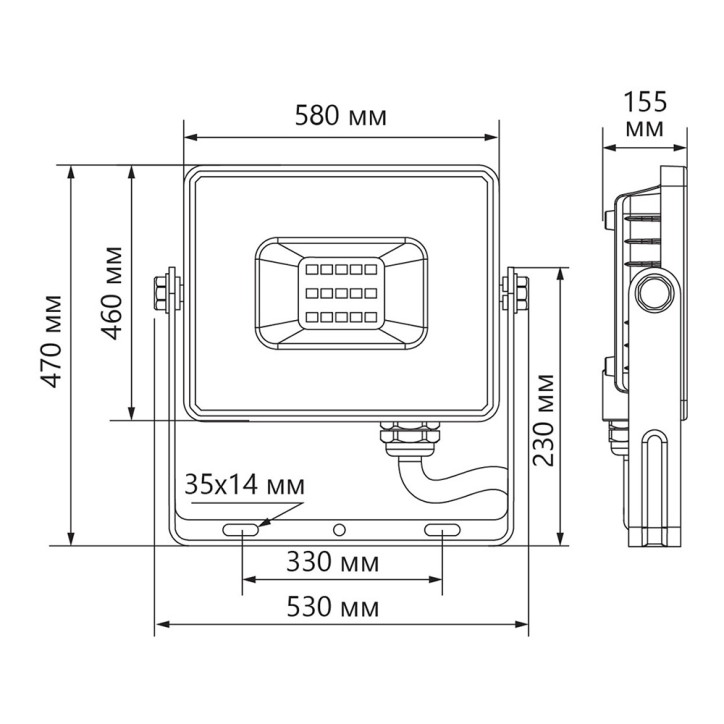 Прожектор светодиодный 2835 SMD 500W 6400K IP65 AC175-265V/50Hz, черный, LL-928