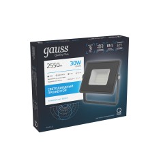 Прожектор Gauss Qplus 30W 2550lm 6500K 200-240V IP65 графитовый LED 1/10