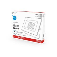 Прожектор светодиодный ДО 100 Вт 8500 лм 6500К AC 220В IP65 206х240х31мм Elementary PROMO G2 Gauss