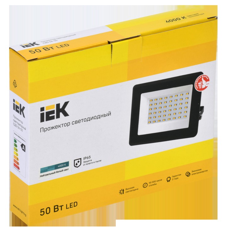 Прожектор СДО 06-50 светодиодный черный IP65 4000K IEK