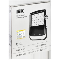 Прожектор LED СДО 08-300 PRO 30град 5000К IP65 черный IEK