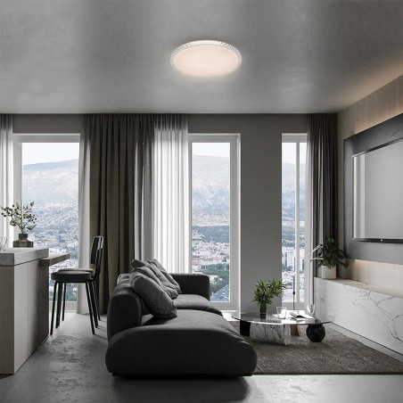 Светильник светодиодный ДБО-36w круглый матовый с эффектом Звездного неба регулировкой цветовой темп