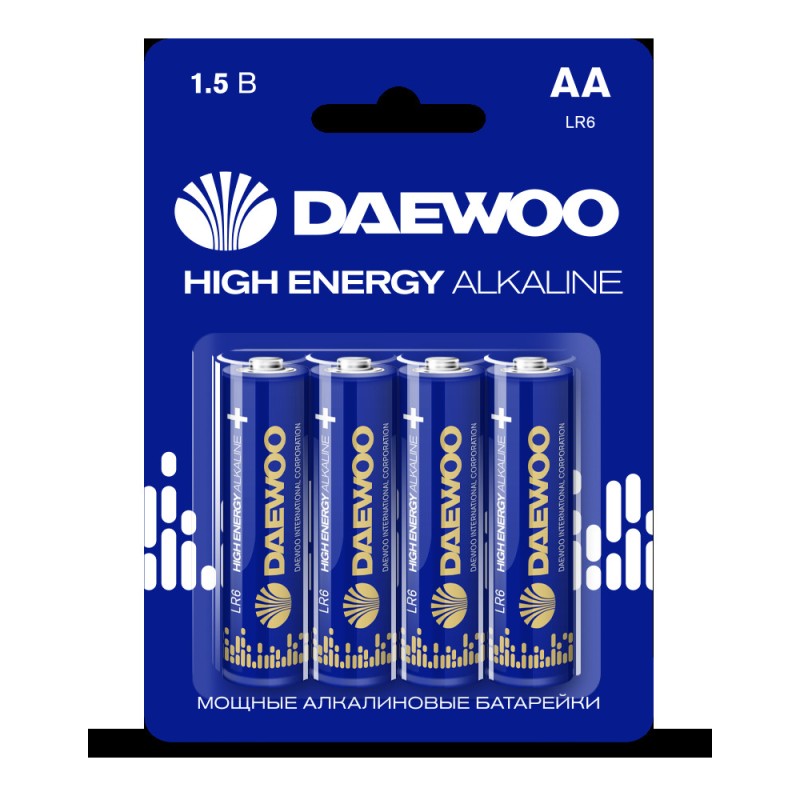 Элемент питания LR 6 (AA) DAEWOO High Energy Alkaline блистер, 4 шт.