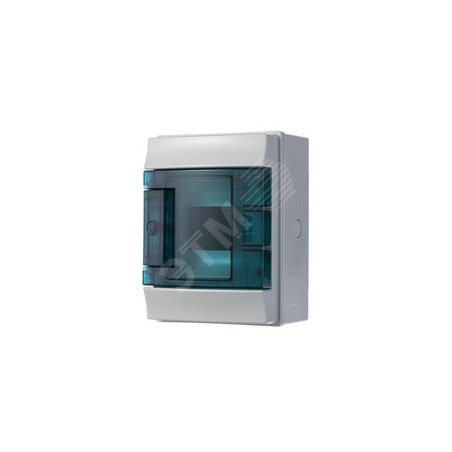 Щит распределительный навесной 4 модуля ЩРн-п-4 пластиковый Mistral65 серая прозрачная дверь без кле