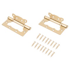 Петля дверная накладная без врезки 2шт, АЛЛЮР 100х75 2BB SBP латунь матовая