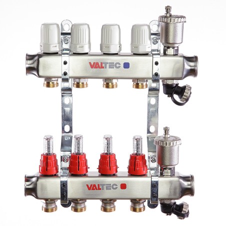 Коллекторная группа нержавеющая сталь 1'x8 выходов 3/4' ЕК с расходомером