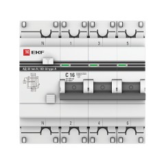 Дифференциальный автомат АД-32 3P+N 16А/300мА (хар. C, A, электронный, защита 270В) 6кА PROxima