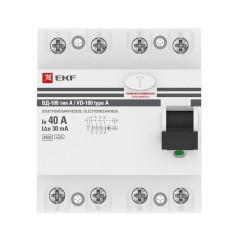 Устройство Защитного Отключения ВД-100 4P 40А/30мА (эл-мех, тип А) EKF PROxima