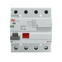 Устройство защитного отключения DV 4P 25А/ 30мА (AC) AVERES