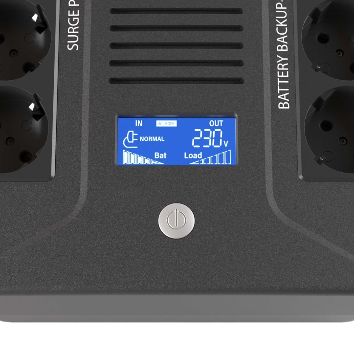 Источник бесперебойного питания line-interactive, Info PDU, 1000 ВА/600 Вт, 1/1,8xSchuko, LCD, 1x9A Источник бесперебойного питания line-interactive, Info PDU, 1000 ВА/600 Вт, 1/1,8xSchuko, LCD, 1x9A