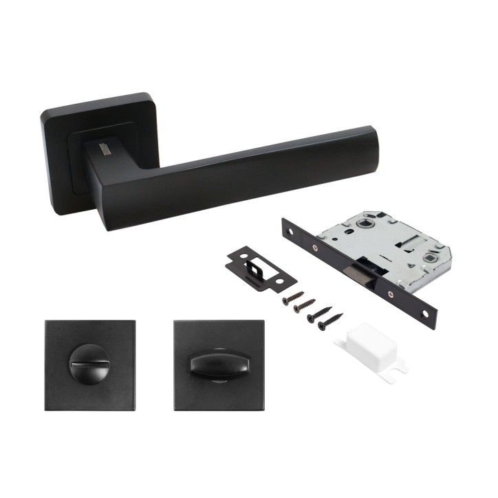 АЛЛЮР АРТ КОЛОМБО BL+L7050S BL+BK-S1 BL (23150/S7050) матовый черный Компл ручка и защ с фикс (20