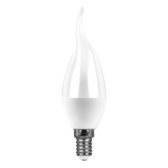 Лампа светодиодная LED 7вт Е14 белый матовая свеча на ветру