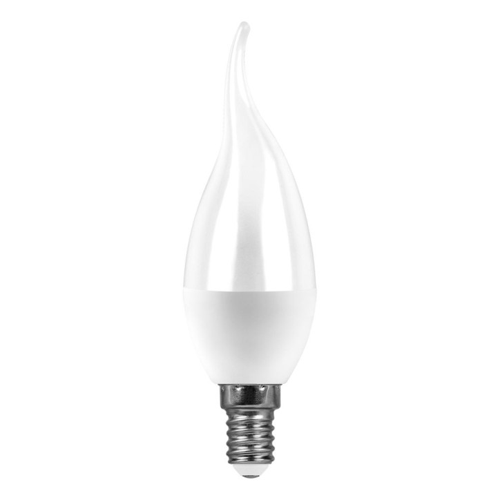 Лампа светодиодная LED 7вт Е14 белый матовая свеча на ветру