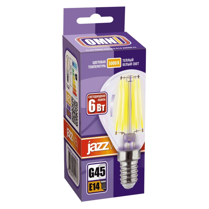 PLED OMNI G45 6w E14 3000K CL 230/50 Jazzway