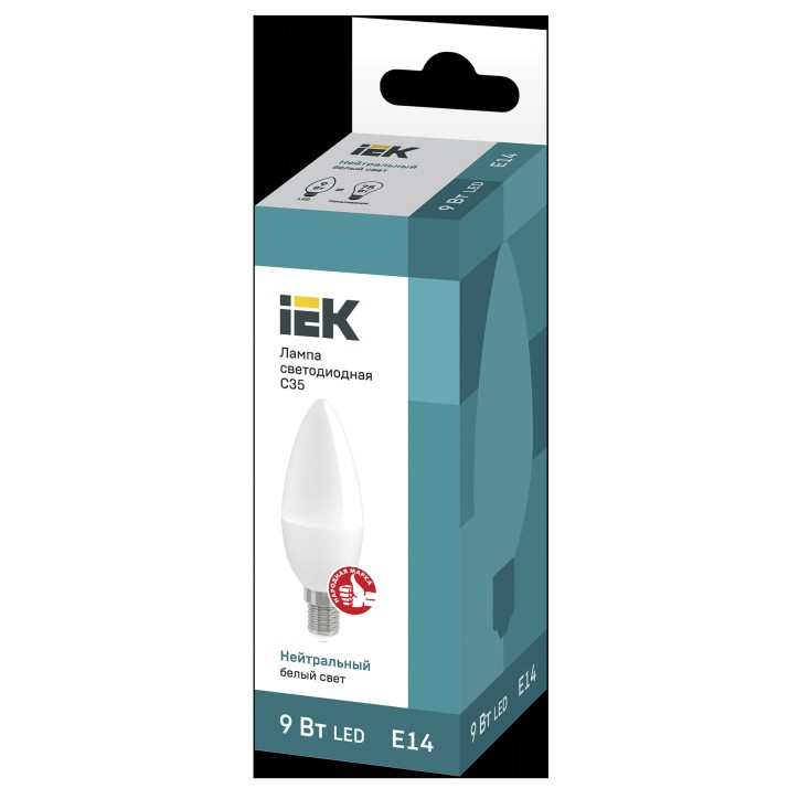 Лампа светодиодная C35 свеча 9Вт 230В 4000К E14 IEK