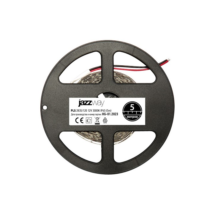 Лента PLS 2835/120-12V 3000K IP65 -5m (теплый белый) Jazzway