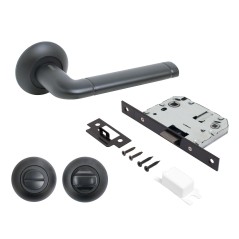 Комплект ручек и защелка АЛЛЮР АРТ ПОЛО BL+L7050S BL+BK-R1 BL(15150/S7050) матовый черный с фикс