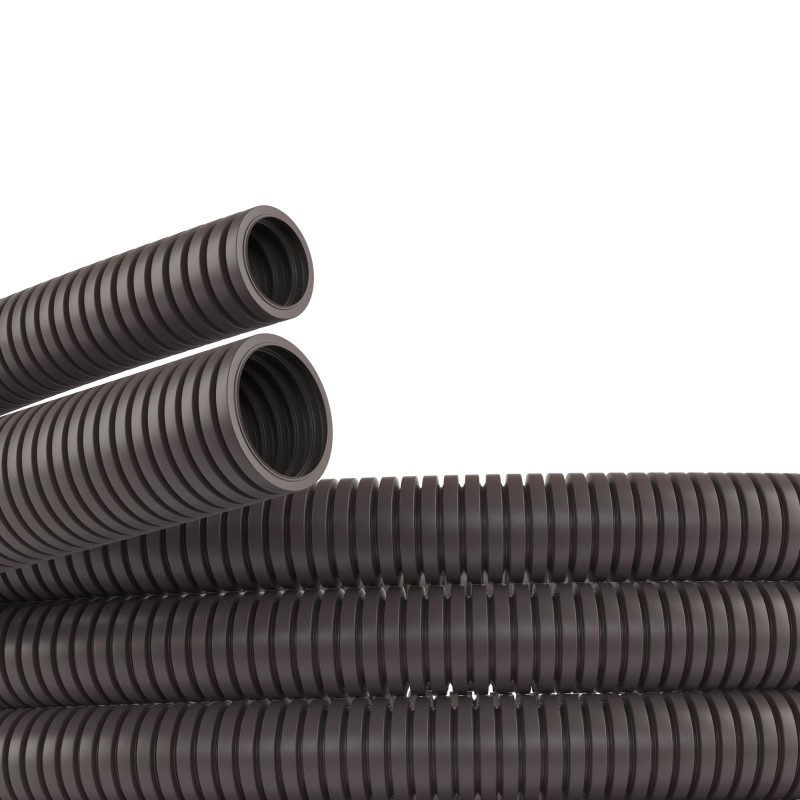 Труба гофрированная DN12мм ПВ-0 Dвн-12.2 мм Dнар-15.8 мм полиамид 6 темно-серая без протяжки