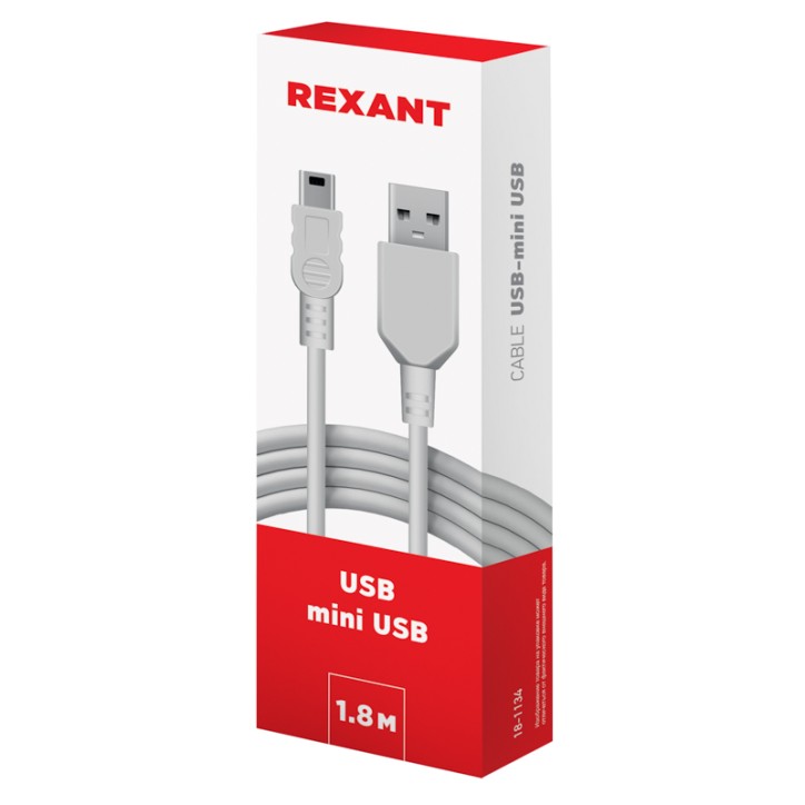 Кабель USB-mini USB/PVC/white/1,8м,