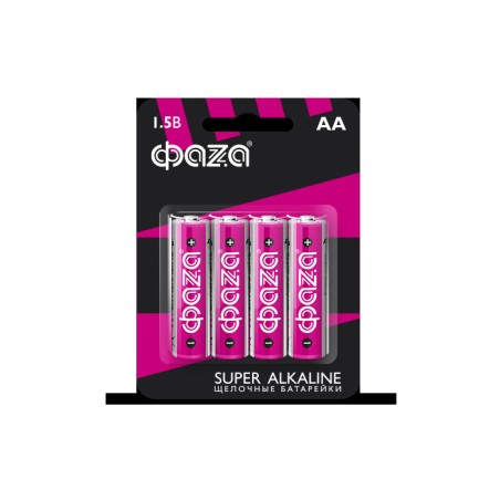 Элементы питания алкалиновые LR 6 (AA) ФАZА Super Alkaline (4 шт. на блистере)