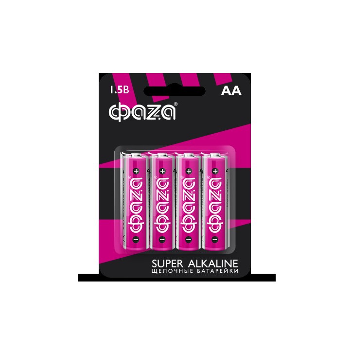 Элементы питания алкалиновые LR 6 (AA) ФАZА Super Alkaline (4 шт. на блистере)