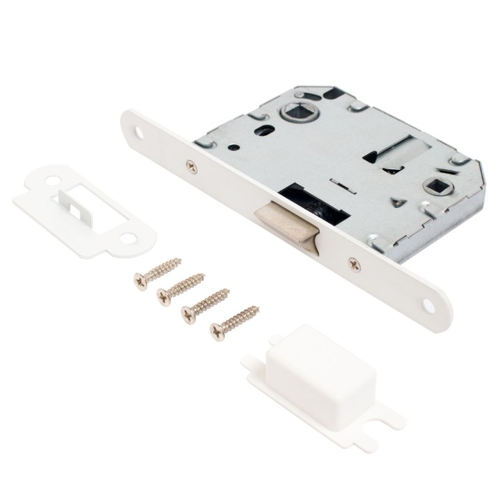 Защёлка Аллюр АРТ L7050R W матовый белый овальная планка18мм без ручек с фиксатором Защёлка Аллюр АРТ L7050R W матовый белый овальная планка18мм без ручек с фиксатором