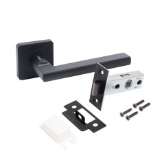 АЛЛЮР АРТ ВЕНСАН BL+L45-8 BL (26150/S45) матовый черный Комплект ручка и защелка (20)