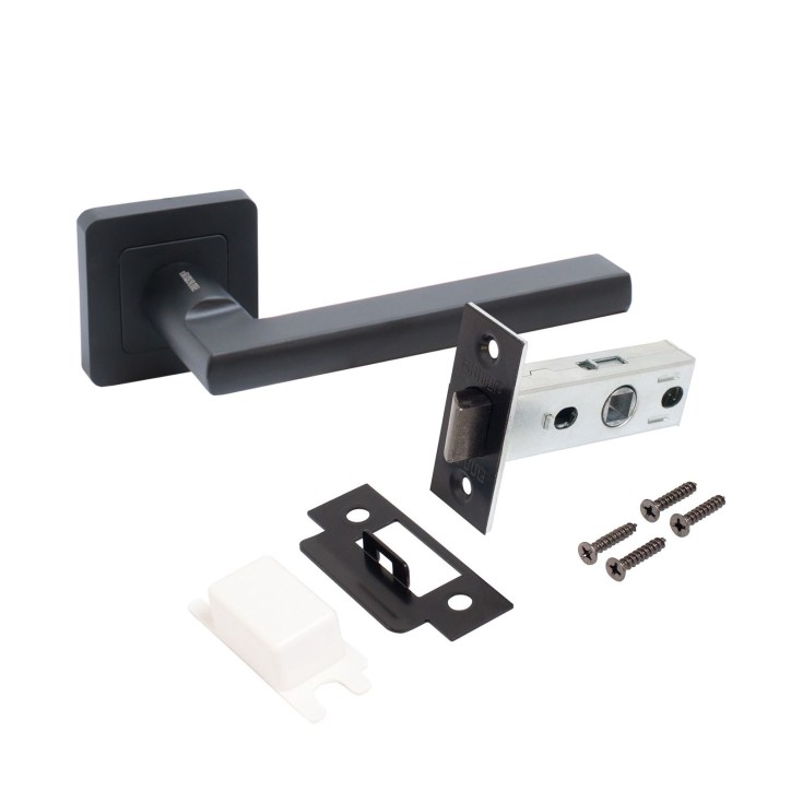 АЛЛЮР АРТ ВЕНСАН BL+L45-8 BL (26150/S45) матовый черный Комплект ручка и защелка (20) АЛЛЮР АРТ ВЕНСАН BL+L45-8 BL (26150/S45) матовый черный Комплект ручка и защелка (20)