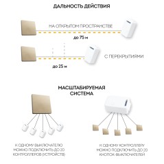 Выключатель дистанционного управления 230V 500W одноклавишный TM81, золото