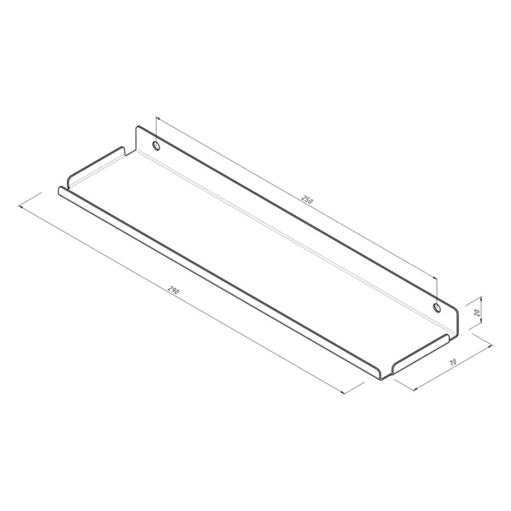 Полка для хранения 290x70мм металлическая настенная черная