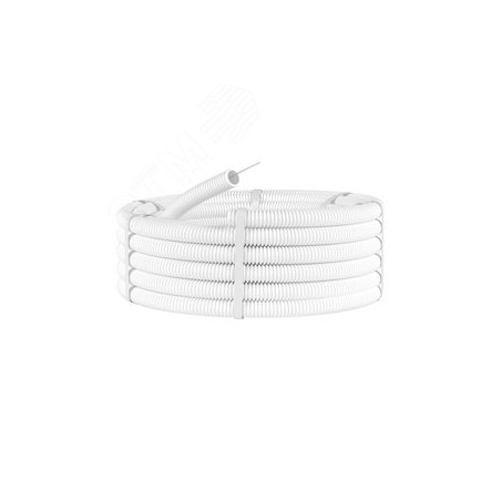 Труба ПЛЛ гибкая гофрированная не содержит галогенов 50мм ПВ-0 с протяжкой (15м) белая