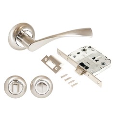 АЛЛЮР АРТ ОСКАР SN+L7050S SN+BK-R1 SN (1380/S7050) мат.никель Комплект ручка и защелка с фикс (20)