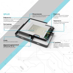 Прожектор светодиодный ДО 20 Вт 2200 лм 6500К AC 220В IP65 102х28х125мм матрированное закаленное сте