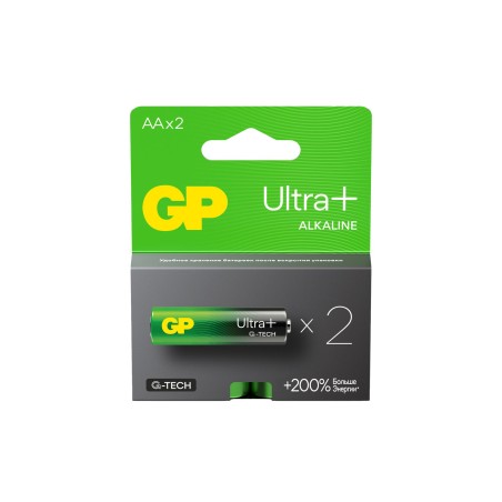 Батарейка алкалиновая c технологией G-tech GP Ultra Plus Alkaline 15А AА - 2 шт. на блистере