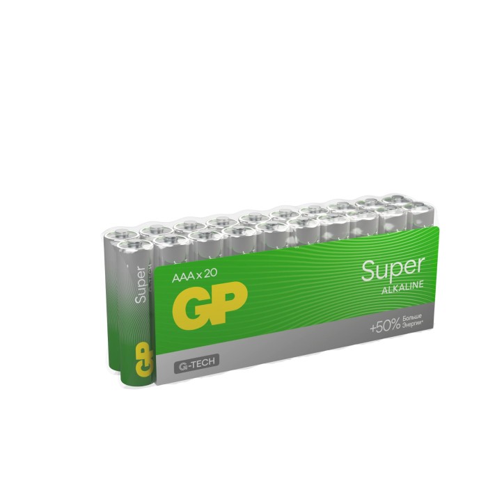 Батарейка алкалиновая GP Super Alkaline G-Tech 24А ААA - 20 шт. в пленке