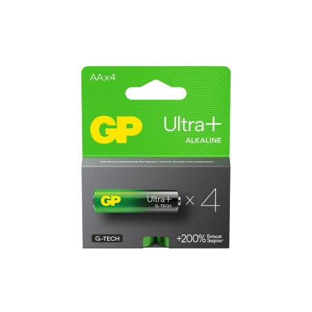 Батарейка алкалиновая c технологией G-tech GP Ultra Plus Alkaline 15А AА - 4 шт. на блистере