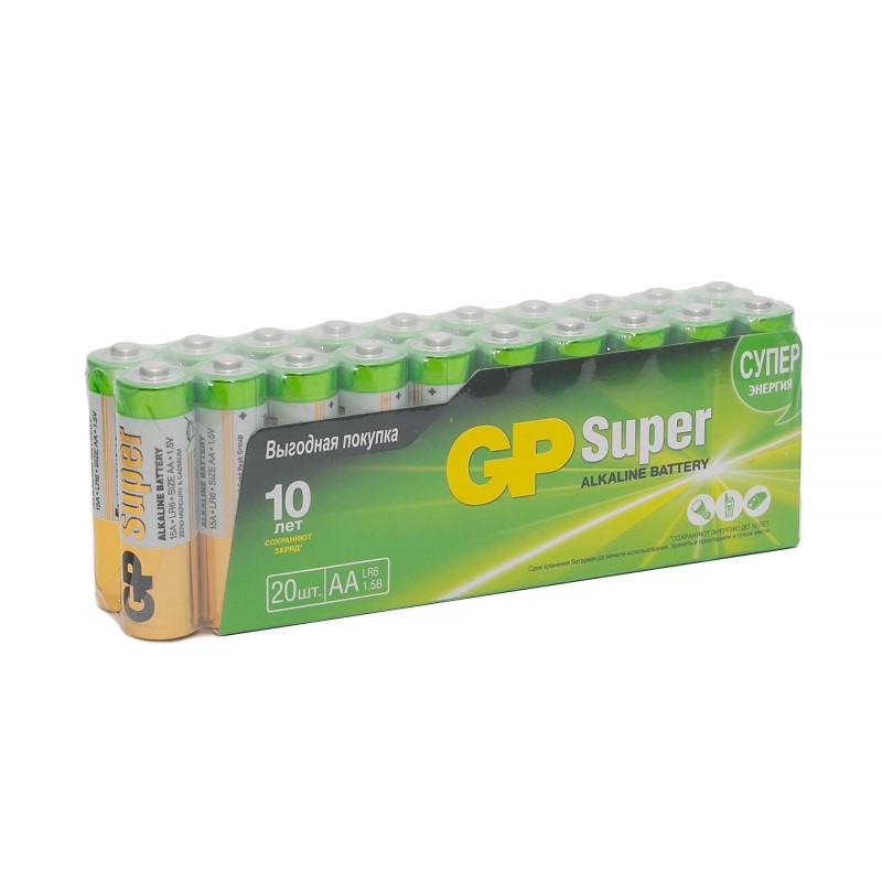 Батарейка алкалиновая GP Super Alkaline 15А АA - 20 шт. в пленке