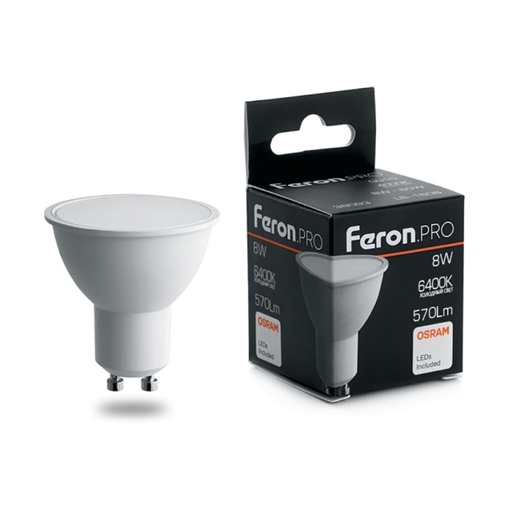 Лампа светодиодная LED 8вт 230в GU10 дневной Feron.PRO Лампа светодиодная LED 8вт 230в GU10 дневной Feron.PRO