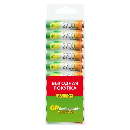 Аккумулятор перезаряжаемый GP 270AAHC АА емкости 2650 10 шт. в пластиковом боксе